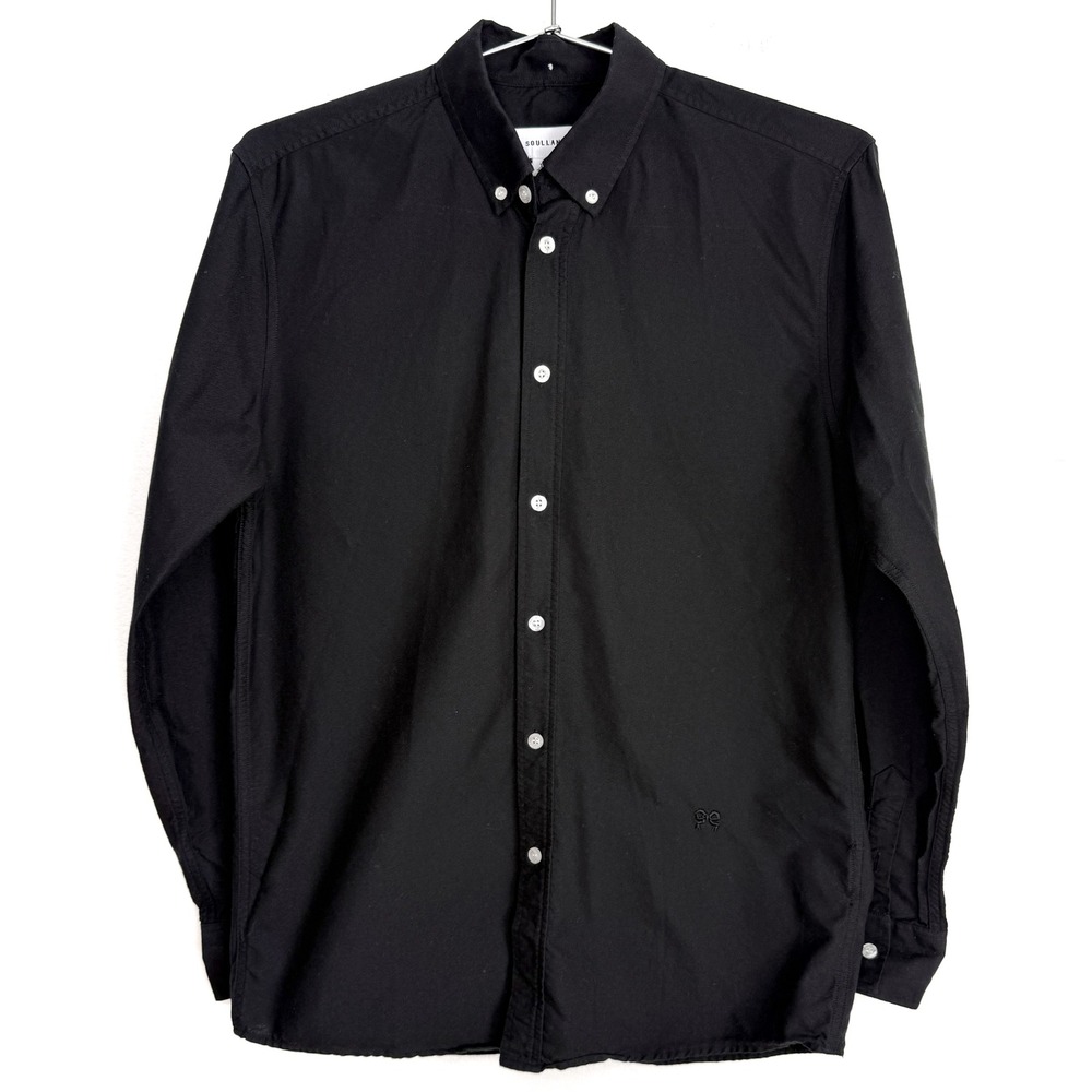 SOULLAND Mens Black Button Down Long Sleeve Shirt Casual Dress Size XS